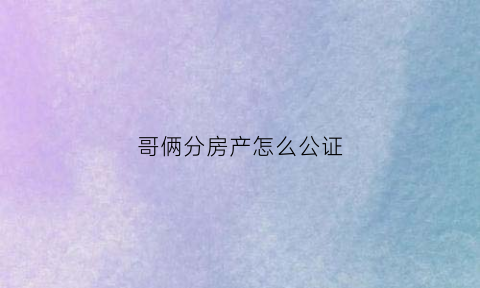 哥俩分房产怎么公证(哥俩分房产怎么公证给弟弟)