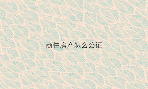 商住房产怎么公证(商住的房产证怎么写的)