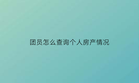 团员怎么查询个人房产情况