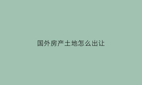 国外房产土地怎么出让(国外房产土地怎么出让合同)