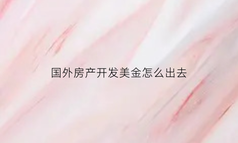 国外房产开发美金怎么出去(投资国外房产钱怎么出去)