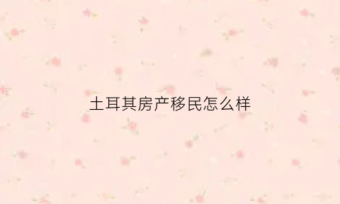 土耳其房产移民怎么样(土耳其移民条件移民好不好)