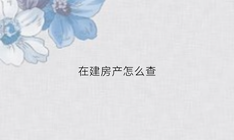在建房产怎么查(如何查询在建楼盘产权性质)