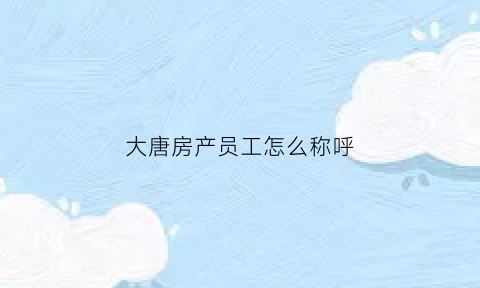 大唐房产员工怎么称呼(大唐房屋上班有底薪吗)