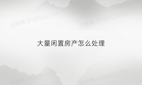 大量闲置房产怎么处理(大量闲置房产怎么处理好)