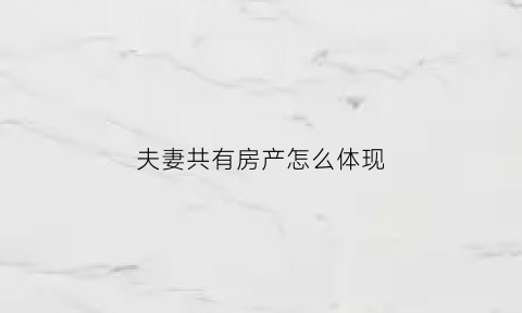 夫妻共有房产怎么体现(夫妻共有房产怎么体现个人财产)