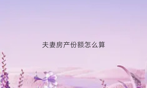 夫妻房产份额怎么算(夫妻房产份额怎么算出来的)