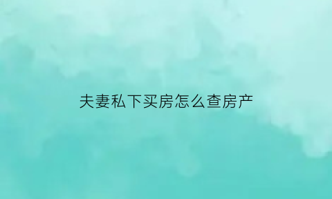 夫妻私下买房怎么查房产(夫妻名下房产怎么查)