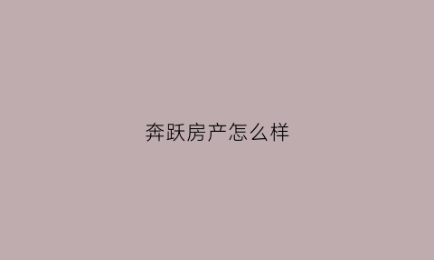 奔跃房产怎么样(杭州奔跃信息技术有限公司)