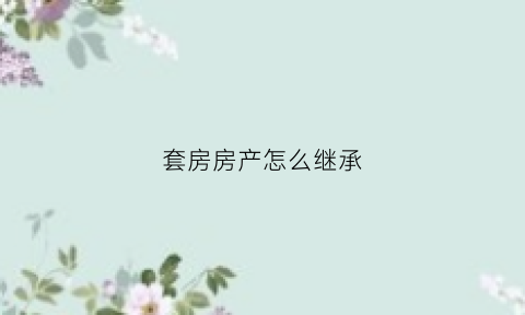 套房房产怎么继承(房屋如何继承的步骤是怎么走的)