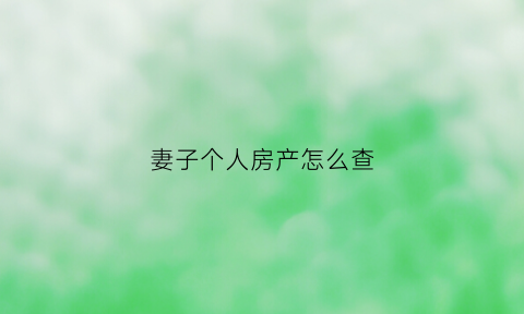 妻子个人房产怎么查(查老婆名下房产需要哪些证件)