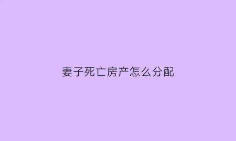 妻子死亡房产怎么分配(妻子死亡房子归丈夫吗)