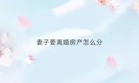 妻子要离婚房产怎么分(老婆想离婚分我的房产)