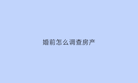婚前怎么调查房产(婚前如何查对方案底)
