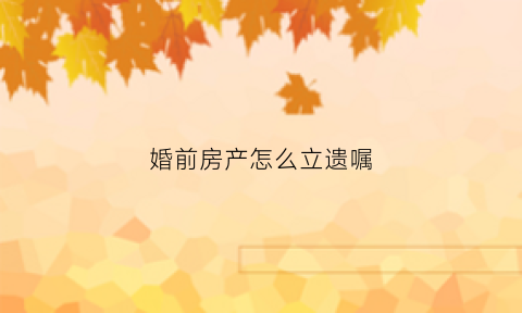 婚前房产怎么立遗嘱(婚前房产怎么立遗嘱给女方)
