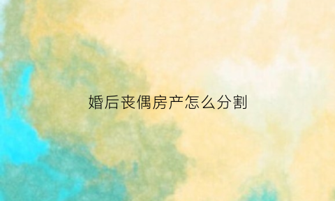 婚后丧偶房产怎么分割(丧偶后婚房怎么分配)