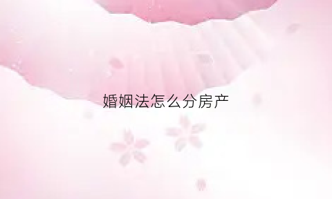 婚姻法怎么分房产(婚姻法怎么分财产)