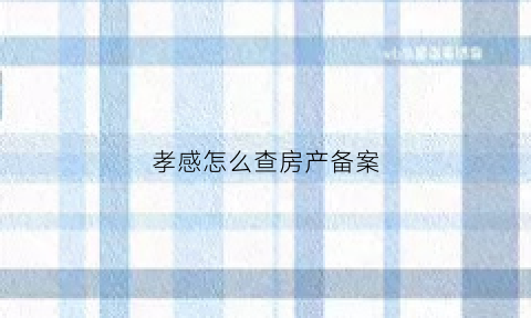 孝感怎么查房产备案(孝感查房产信息怎么查)