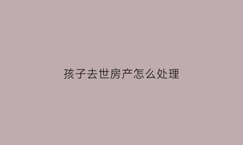 孩子去世房产怎么处理(孩子过世房子可以过户给直系亲属吗)