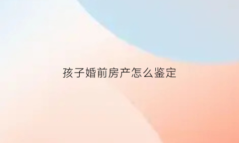 孩子婚前房产怎么鉴定