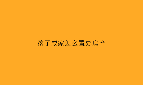 孩子成家怎么置办房产(孩子成家怎么置办房产过户手续)