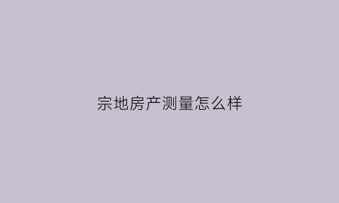 宗地房产测量怎么样(宗地测量方法)
