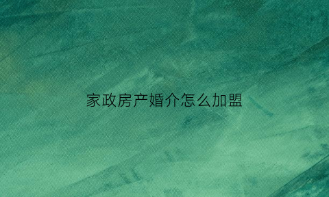 家政房产婚介怎么加盟(婚介家政公司)