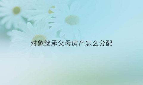对象继承父母房产怎么分配(继承爱人房产有继承税吗)