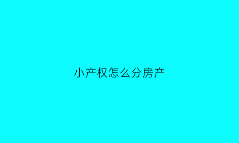小产权怎么分房产(小产权的房子怎么合法继承)
