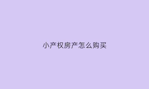 小产权房产怎么购买(小产权房产怎么购买的)