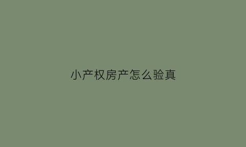 小产权房产怎么验真(小产权房信息在哪查)