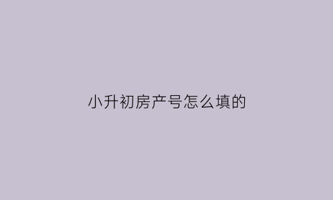 小升初房产号怎么填的(幼升小报名的房产编号)