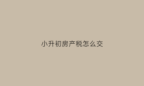 小升初房产税怎么交(小升初房产税怎么交的)