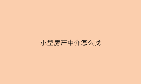 小型房产中介怎么找(小的房产中介怎么赚钱)