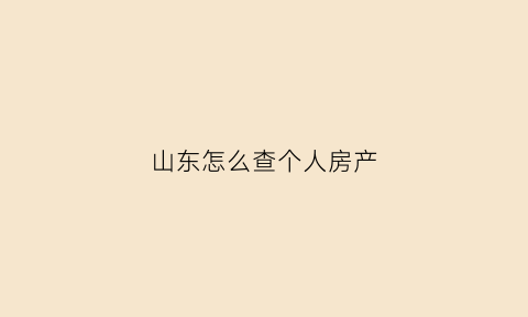 山东怎么查个人房产(山东房产证查询系统网址)