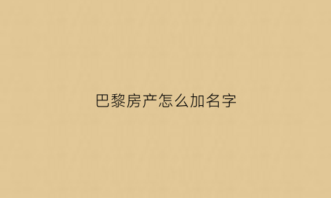 巴黎房产怎么加名字(巴黎买房需要什么条件)
