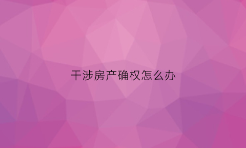 干涉房产确权怎么办(干涉房产确权怎么办理手续)