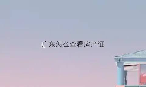 广东怎么查看房产证(广东怎么查自己的房产)