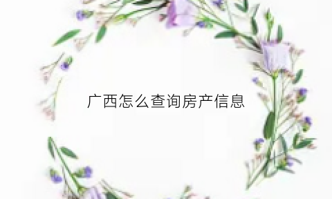 广西怎么查询房产信息(广西房产登记信息查询)