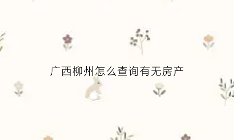 广西柳州怎么查询有无房产(柳州房产交易查询)