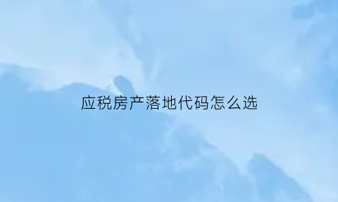 应税房产落地代码怎么选(房产税落地是什么意思)