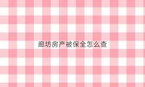 廊坊房产被保全怎么查(查房子被保全了没到哪去查)