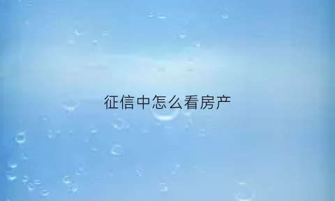 征信中怎么看房产