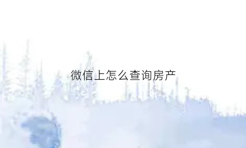 微信上怎么查询房产(微信怎么查询房产证明)