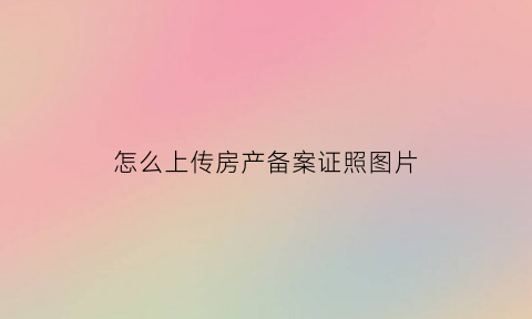 怎么上传房产备案证照图片