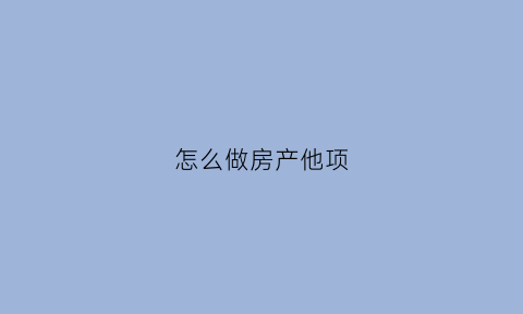 怎么做房产他项(房产做他项快吗)