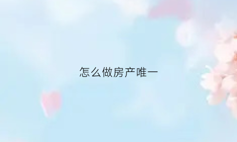 怎么做房产唯一(房子怎么做唯一)