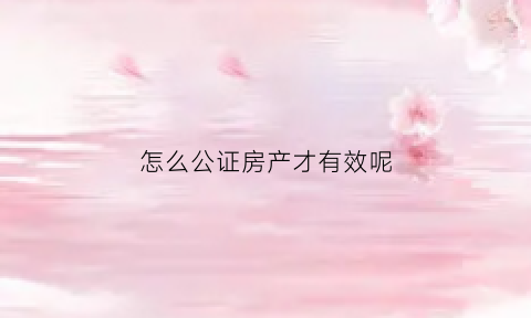 怎么公证房产才有效呢(公证房子怎么公证)