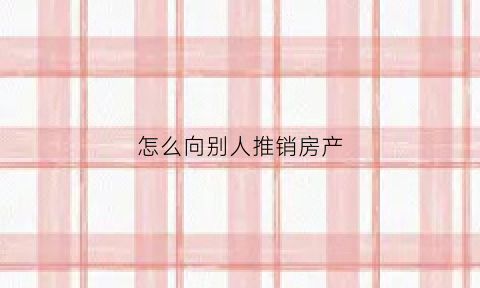 怎么向别人推销房产(怎么给别人推销房子)