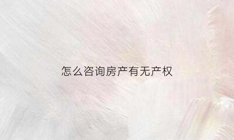 怎么咨询房产有无产权(在哪里查询房屋产权有无纠纷)